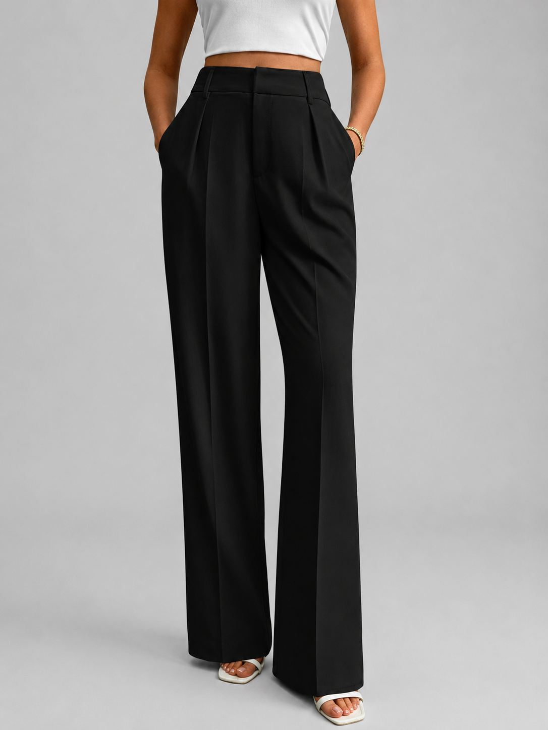 Phoebe | Pleated Wide-Leg Trousers