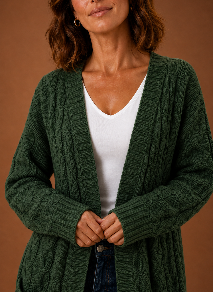 Josephine | Longline Cable Knit Cardigan