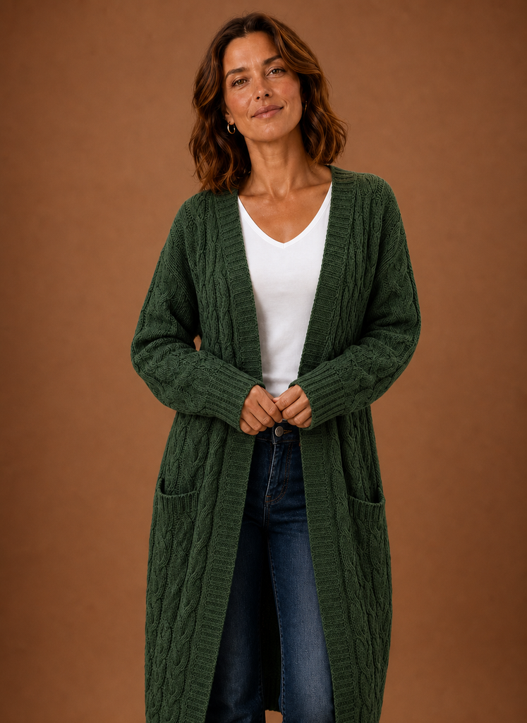 Josephine | Longline Cable Knit Cardigan