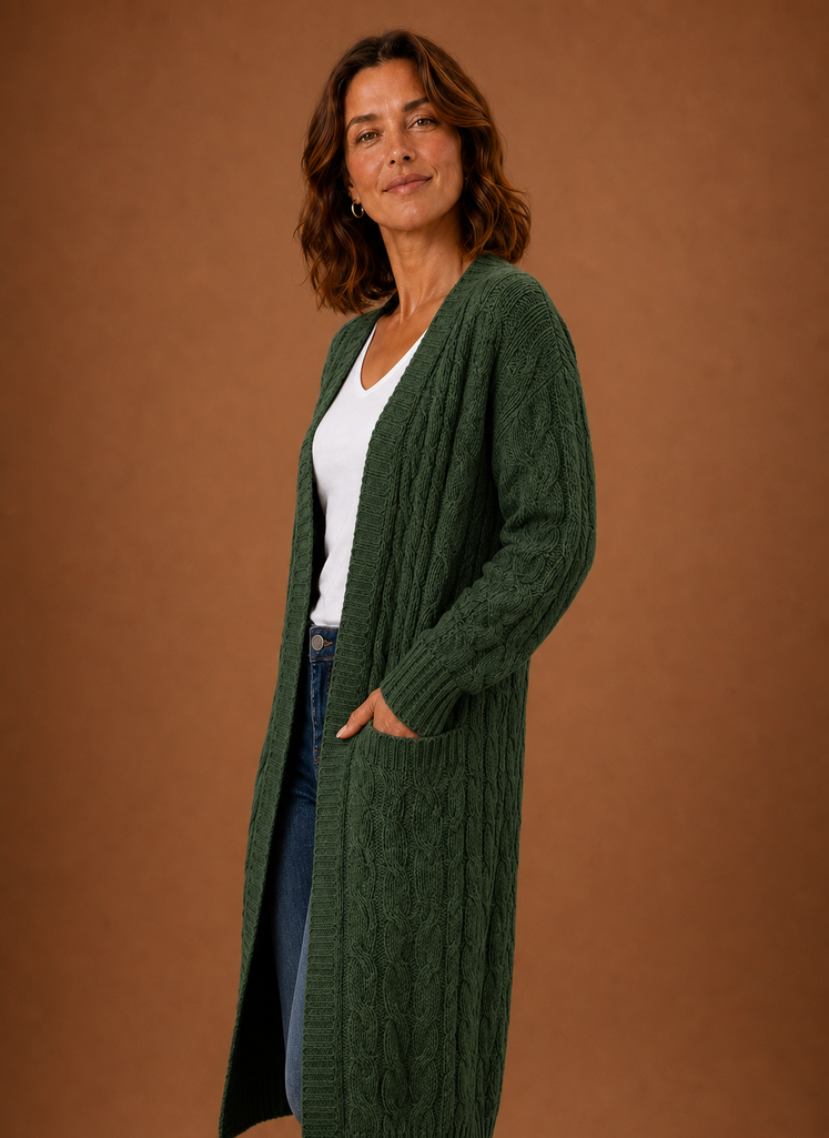 Josephine | Longline Cable Knit Cardigan