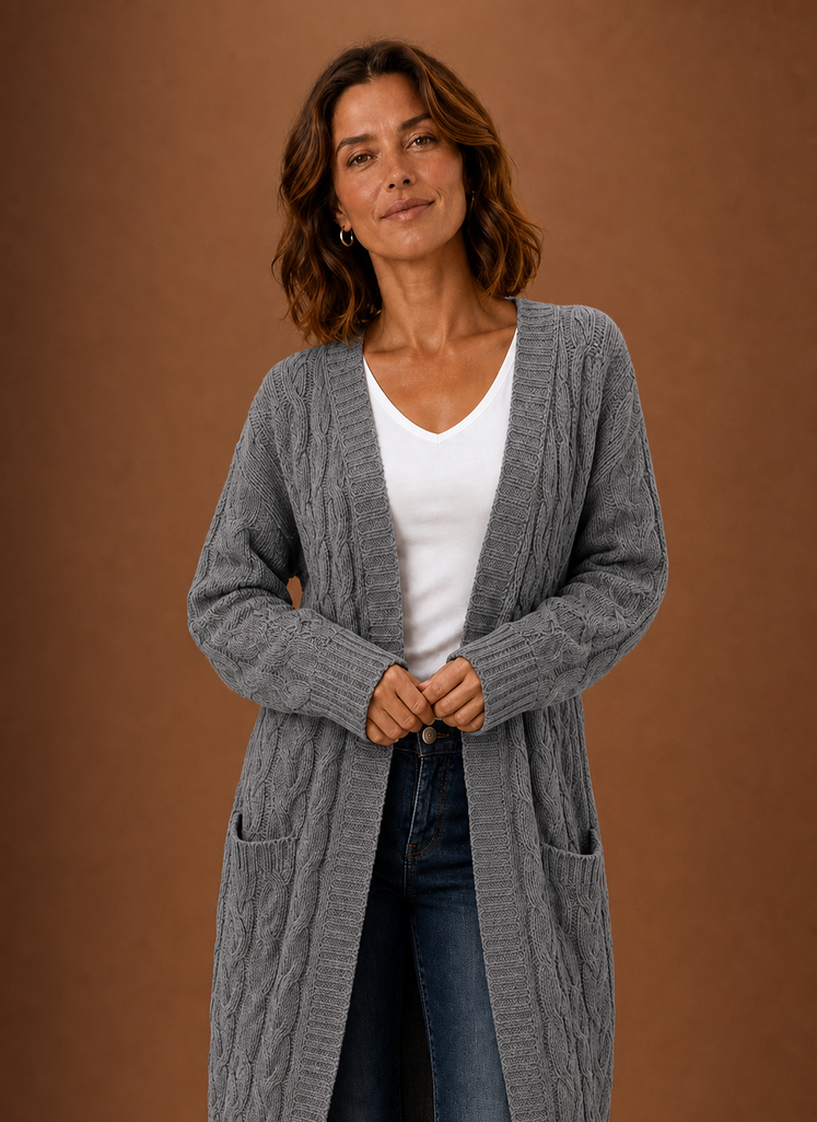 Josephine | Longline Cable Knit Cardigan