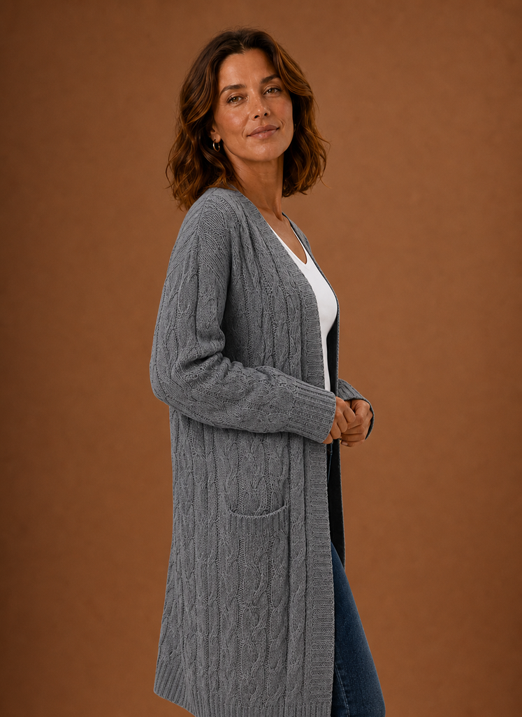 Josephine | Longline Cable Knit Cardigan