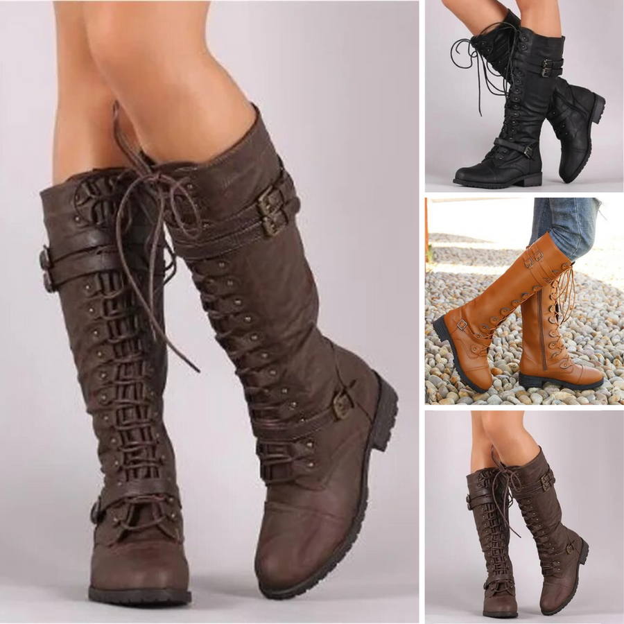 Delphine | Lace-Up Buckle Boots