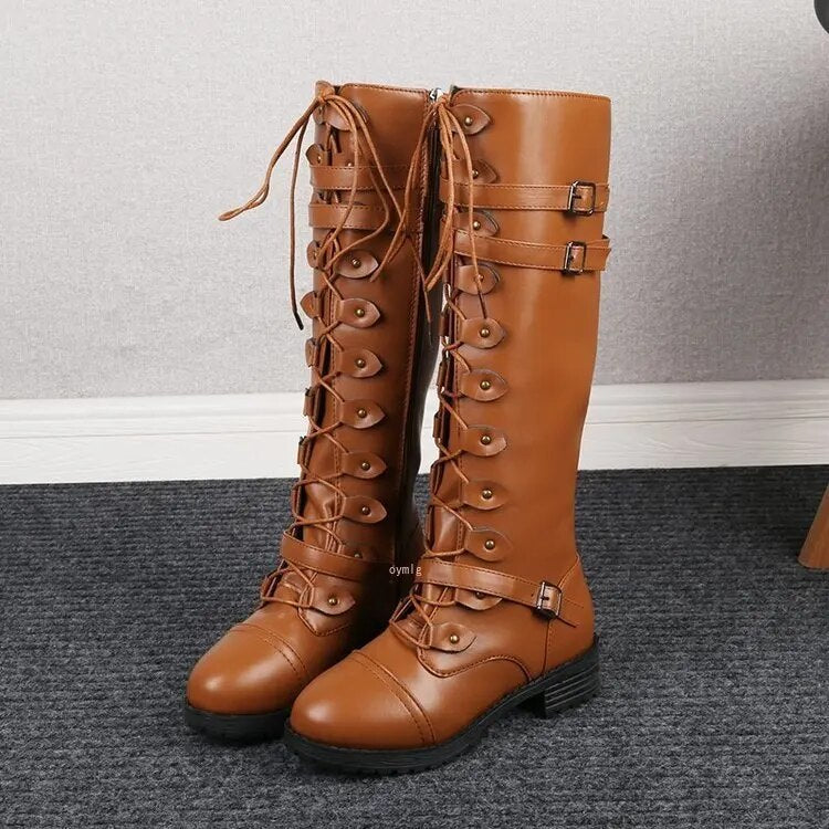 Delphine | Lace-Up Buckle Boots