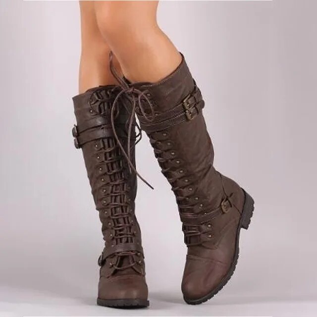 Delphine | Lace-Up Buckle Boots