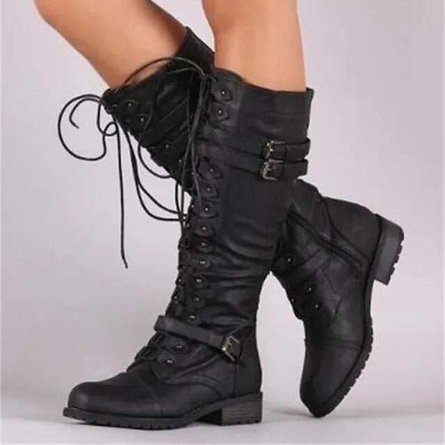 Delphine | Lace-Up Buckle Boots