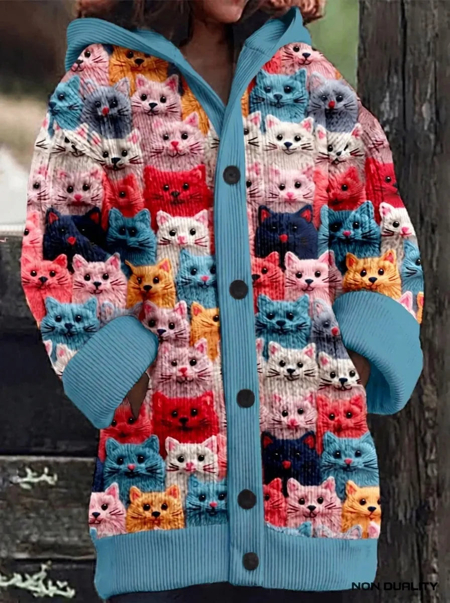 Winifred | Novelty Print Hooded Cardigan