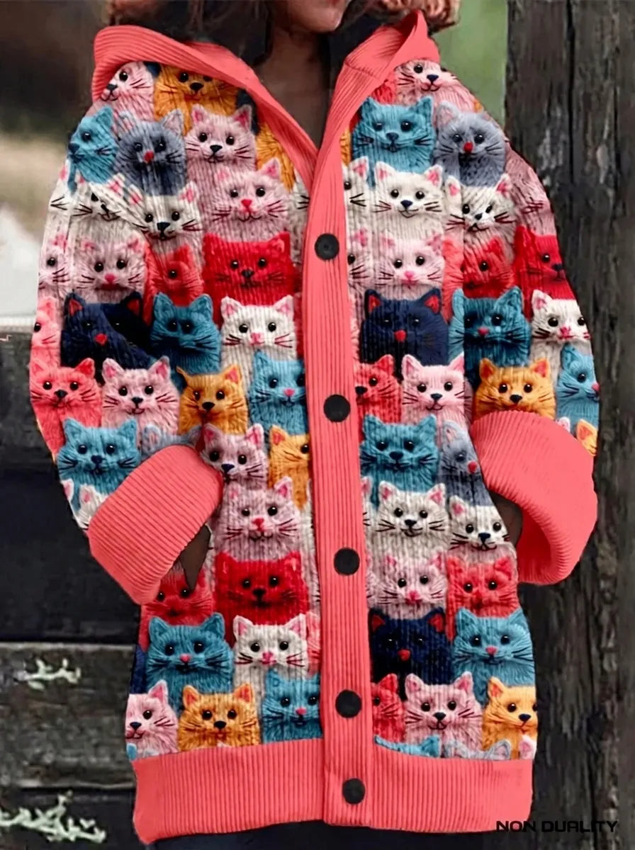 Winifred | Novelty Print Hooded Cardigan
