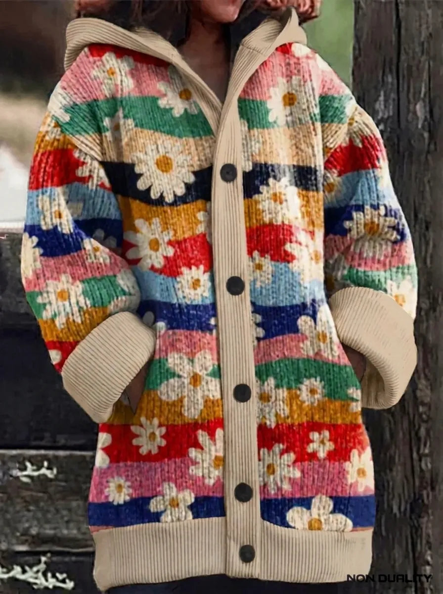 Winifred | Novelty Print Hooded Cardigan