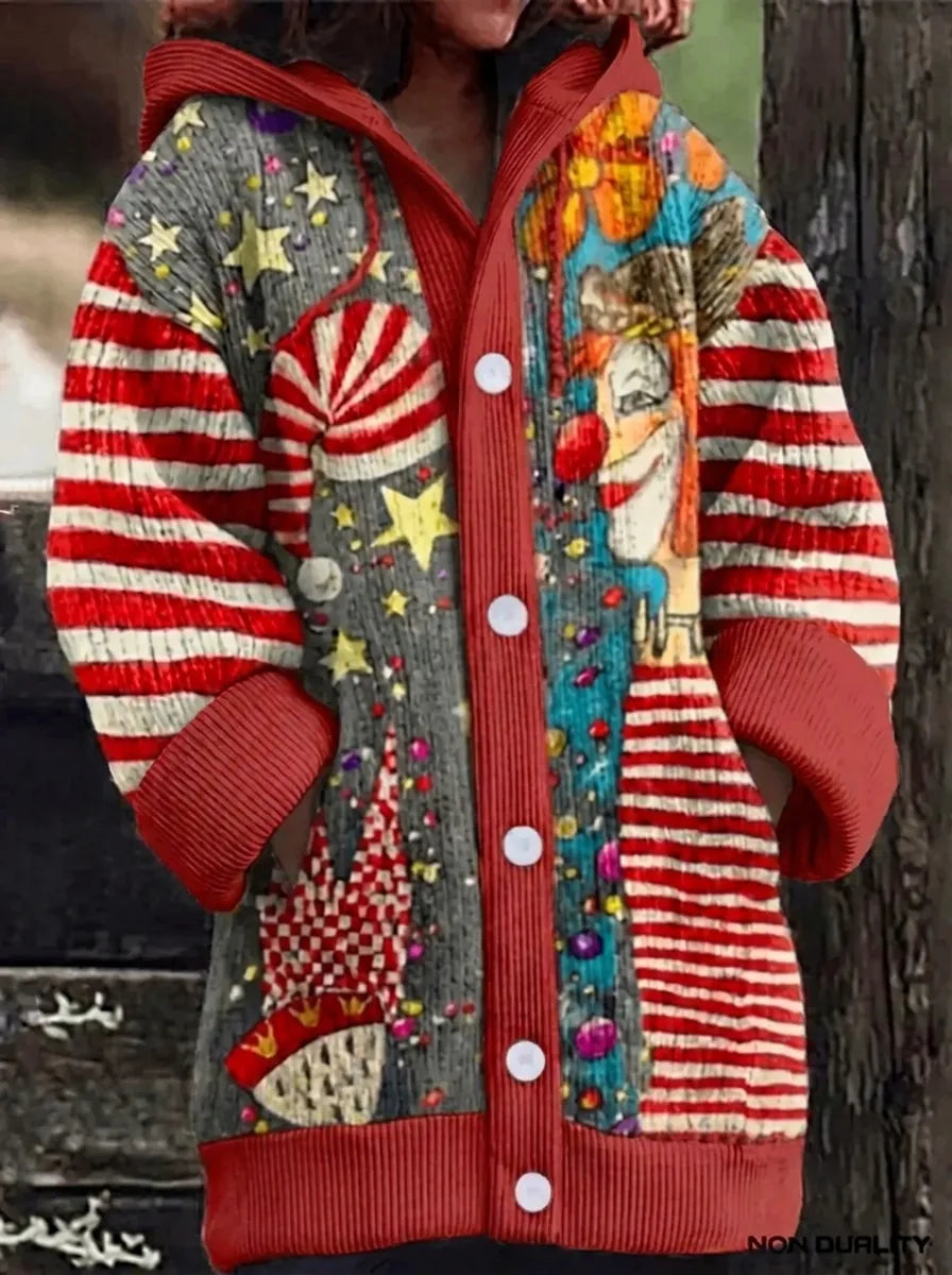 Winifred | Novelty Print Hooded Cardigan