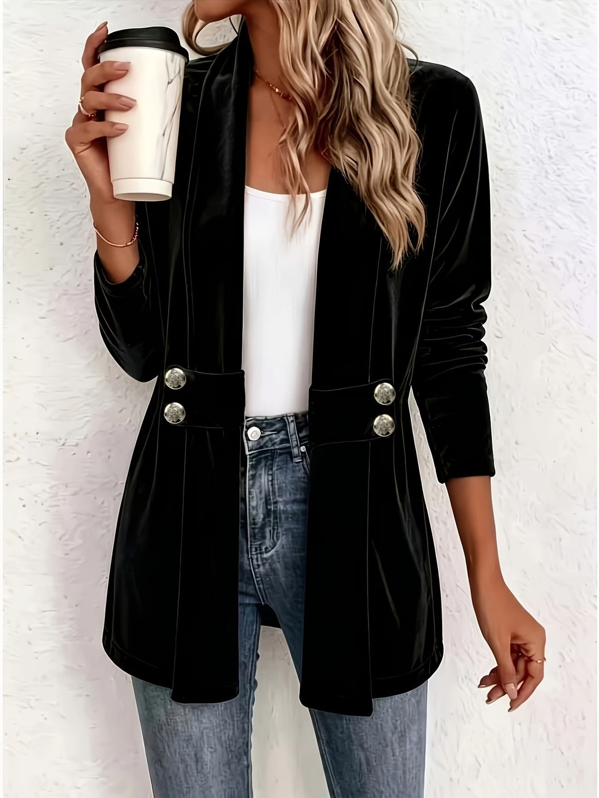 Lucrezia | Cardigan aperto con linguette abbottonate