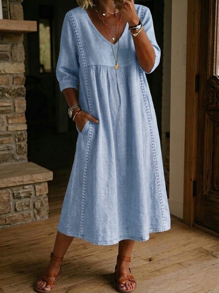 Brynlee | Abito Maxi Impero con Pizzo