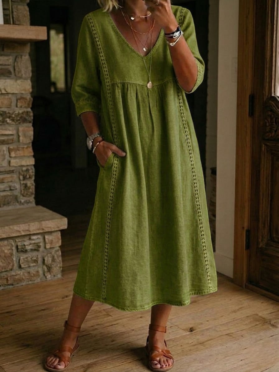Brynlee | Abito Maxi Impero con Pizzo