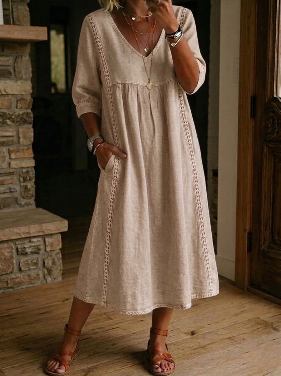 Brynlee | Abito Maxi Impero con Pizzo