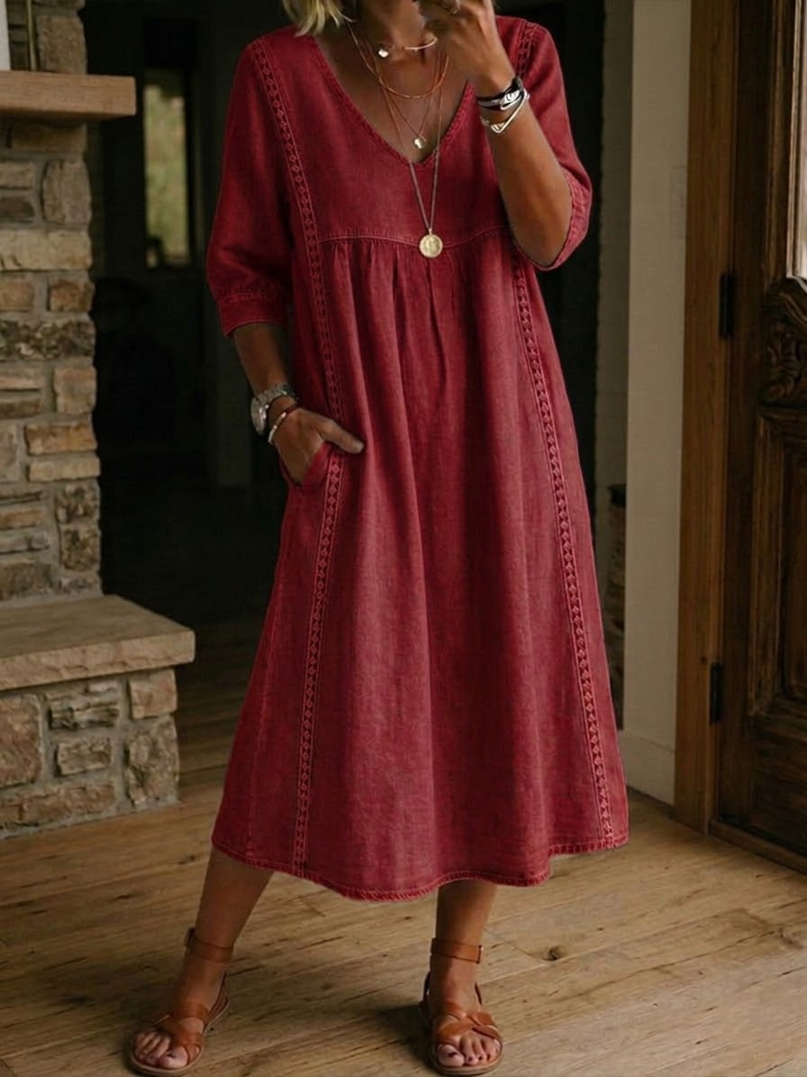 Brynlee | Abito Maxi Impero con Pizzo