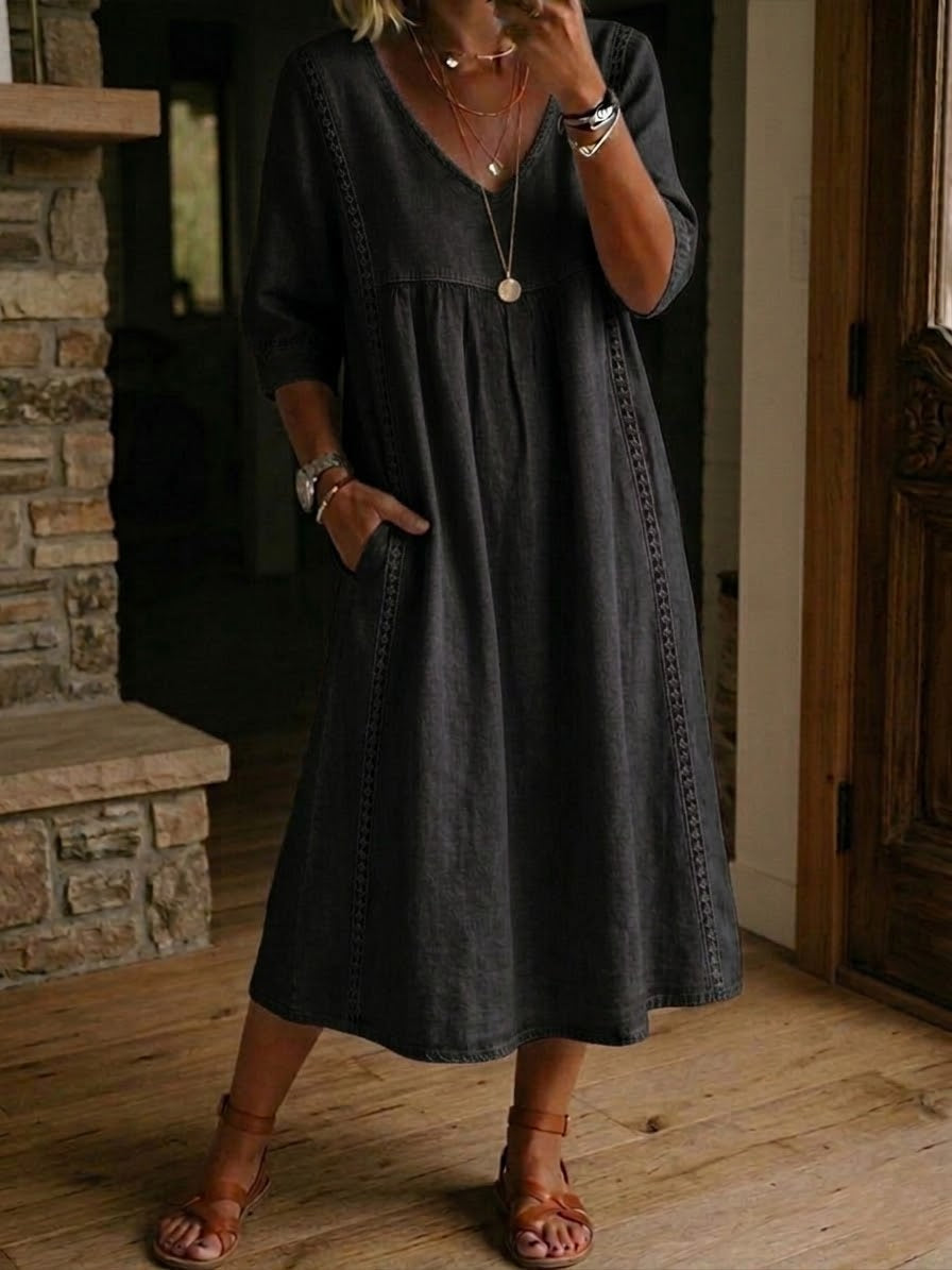 Brynlee | Abito Maxi Impero con Pizzo