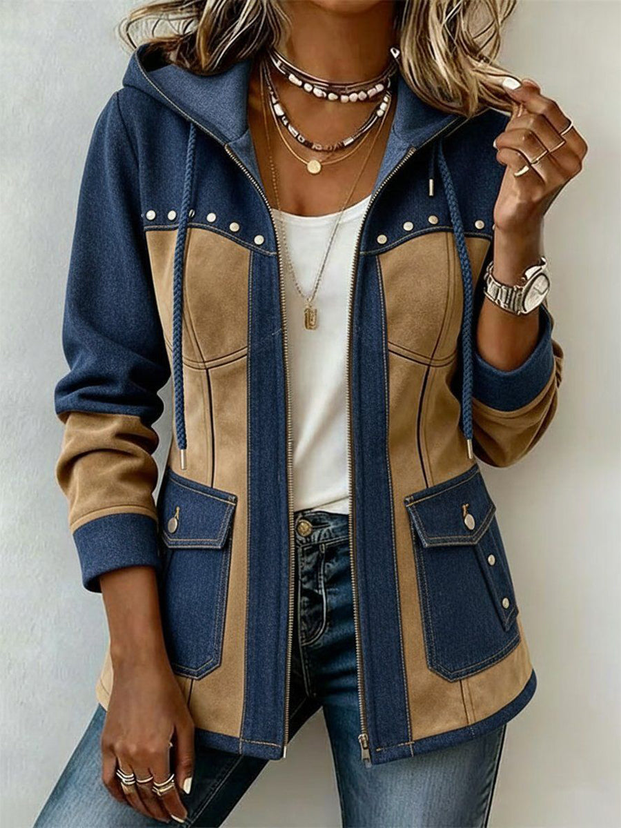 Camille | Patchwork-Style Hooded Jacket