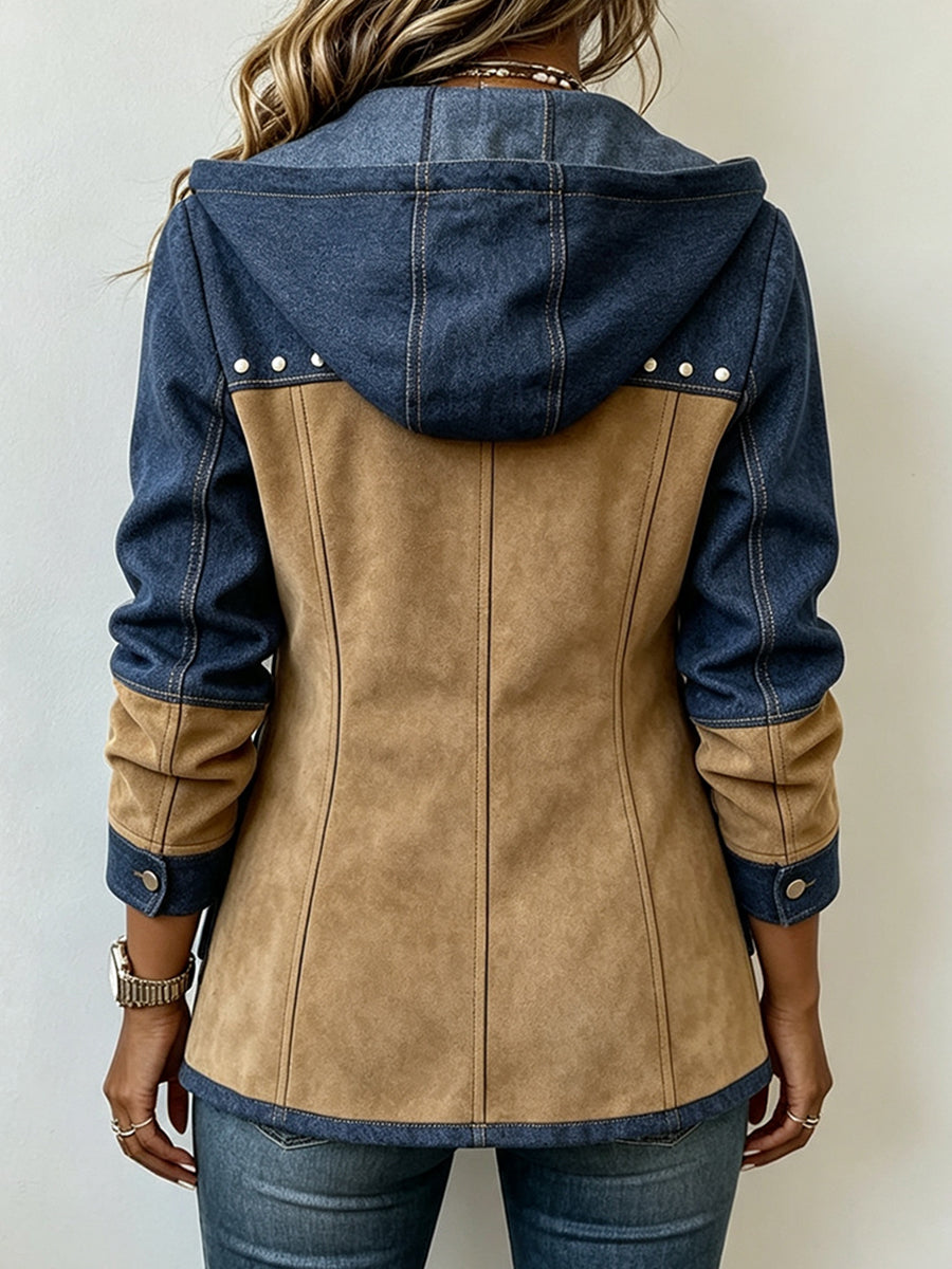 Camille | Patchwork-Style Hooded Jacket