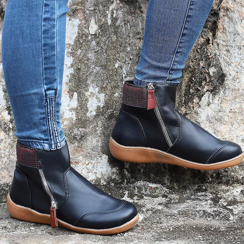 Tabitha | Two-Tone Zip Ankle Boots