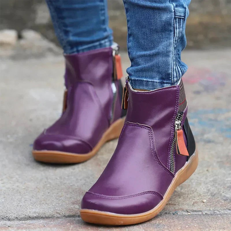 Tabitha | Two-Tone Zip Ankle Boots