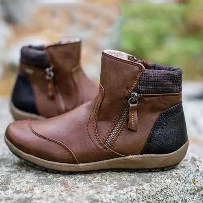 Tabitha | Two-Tone Zip Ankle Boots