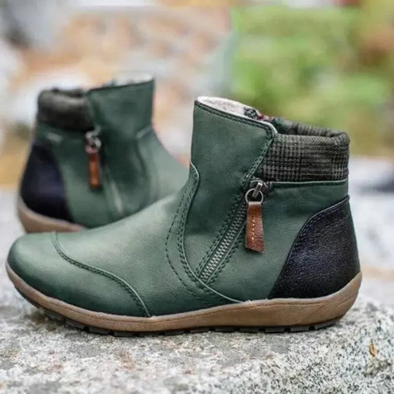 Tabitha | Two-Tone Zip Ankle Boots