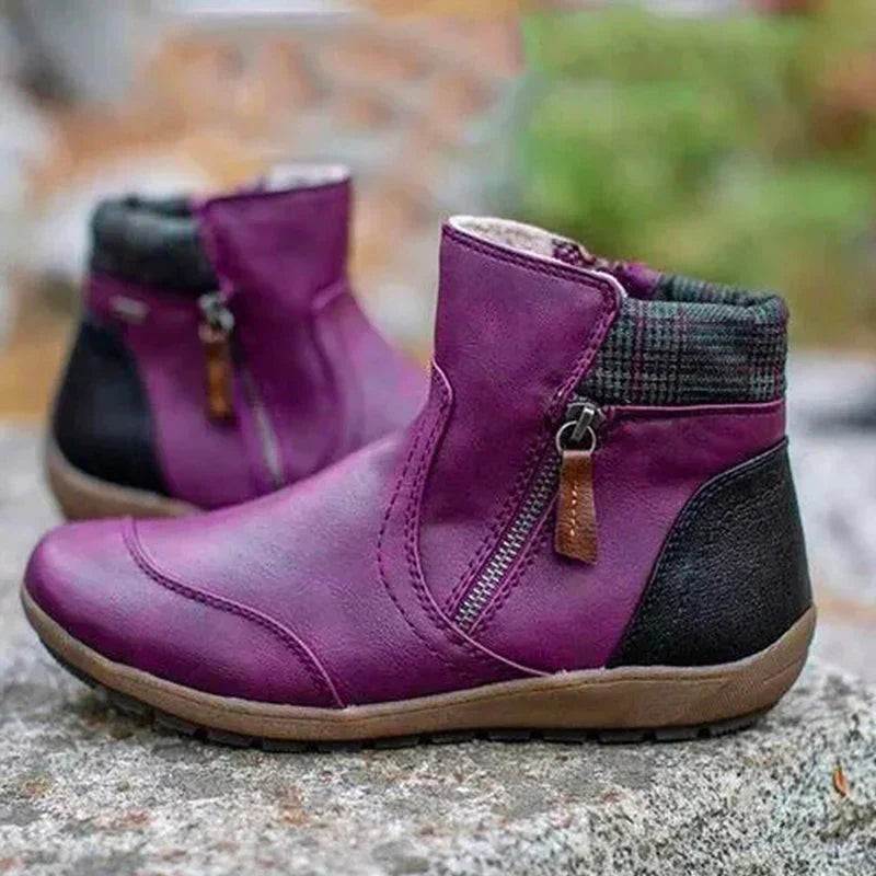 Tabitha | Two-Tone Zip Ankle Boots