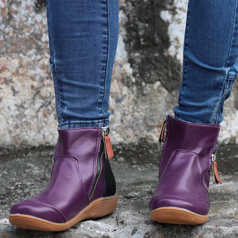 Tabitha | Two-Tone Zip Ankle Boots