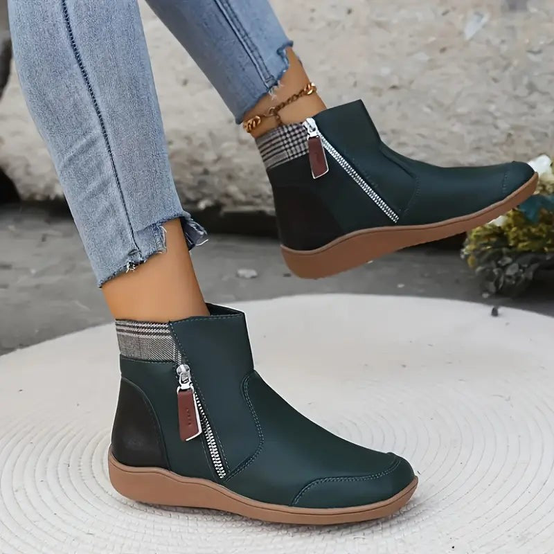 Tabitha | Two-Tone Zip Ankle Boots