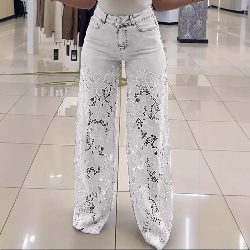 Florence | Lace-Panel Wide-Leg Jeans