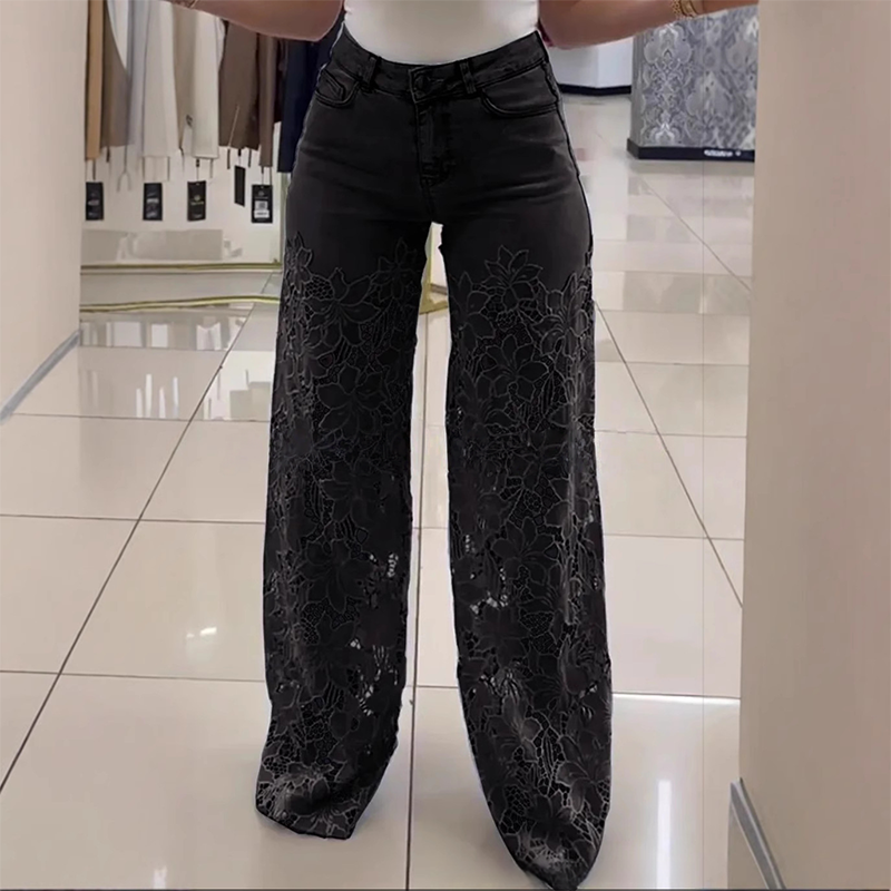 Florence | Lace-Panel Wide-Leg Jeans