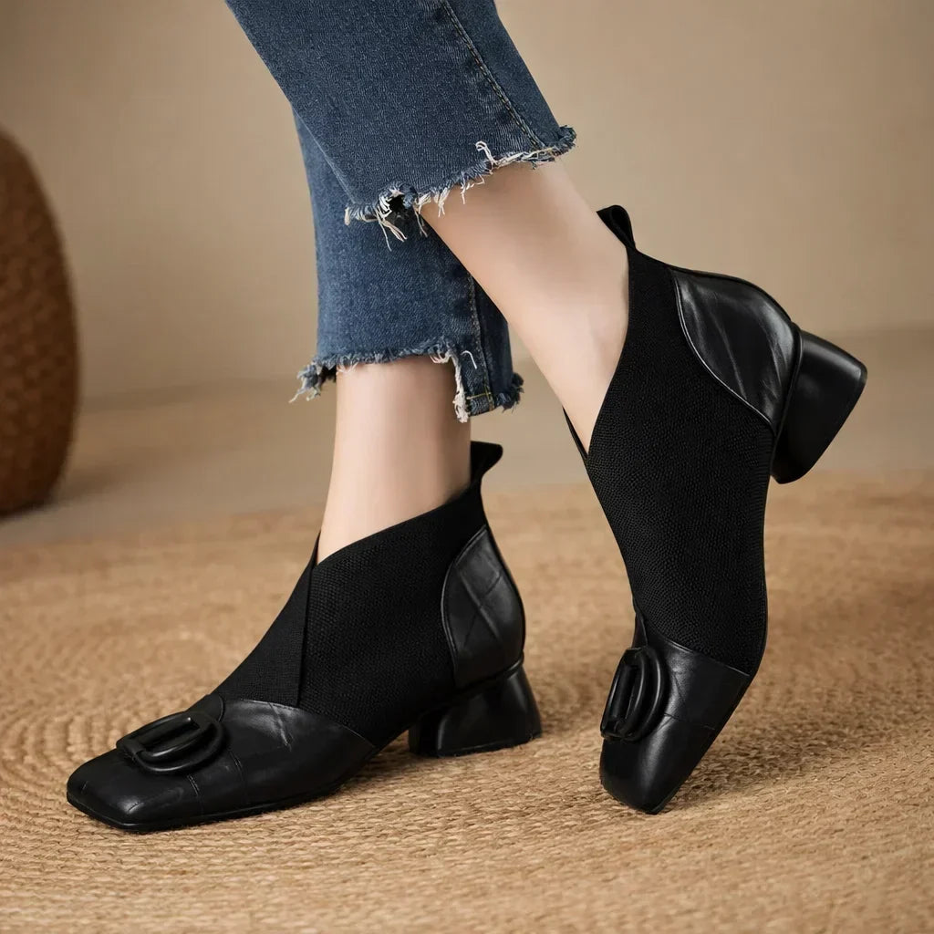 Marceline | Interlocking Buckle Ankle Boots