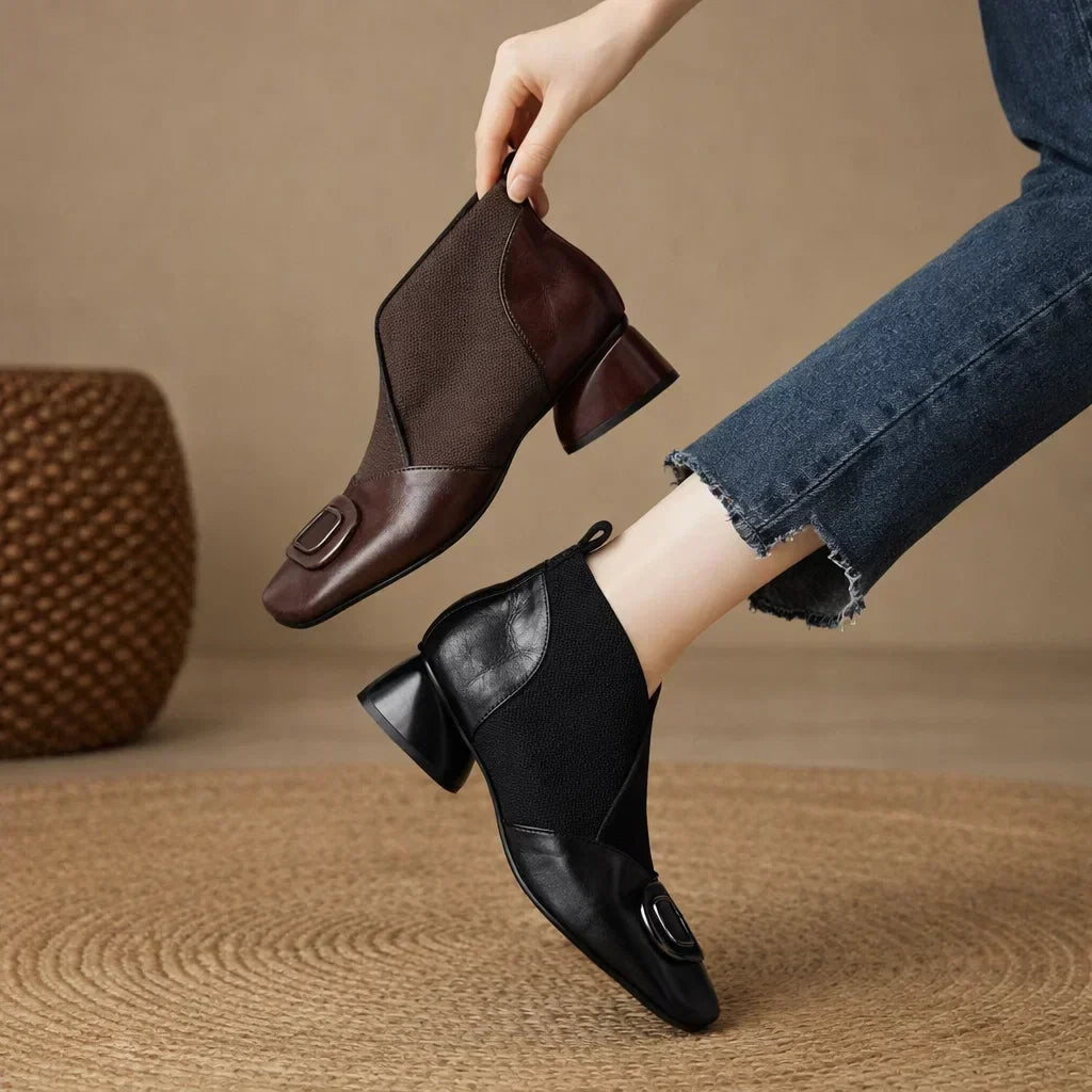 Marceline | Interlocking Buckle Ankle Boots