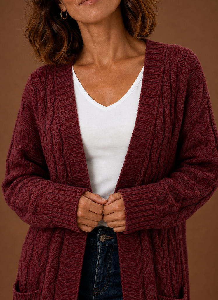 Josephine | Longline Cable Knit Cardigan
