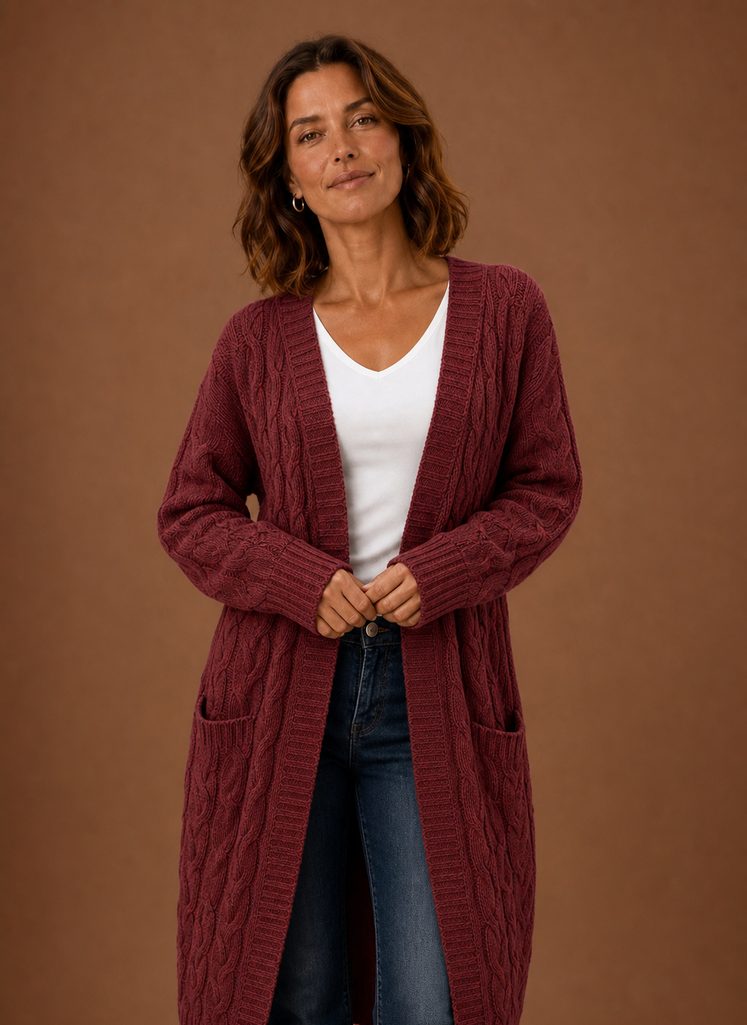 Josephine | Longline Cable Knit Cardigan