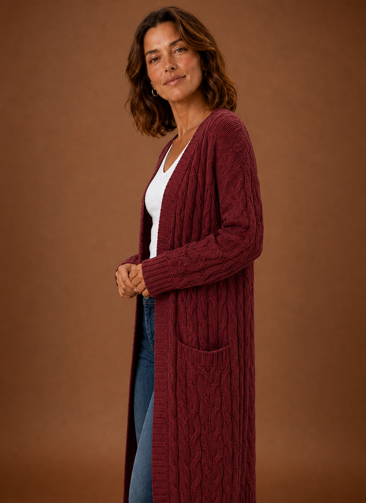 Josephine | Longline Cable Knit Cardigan
