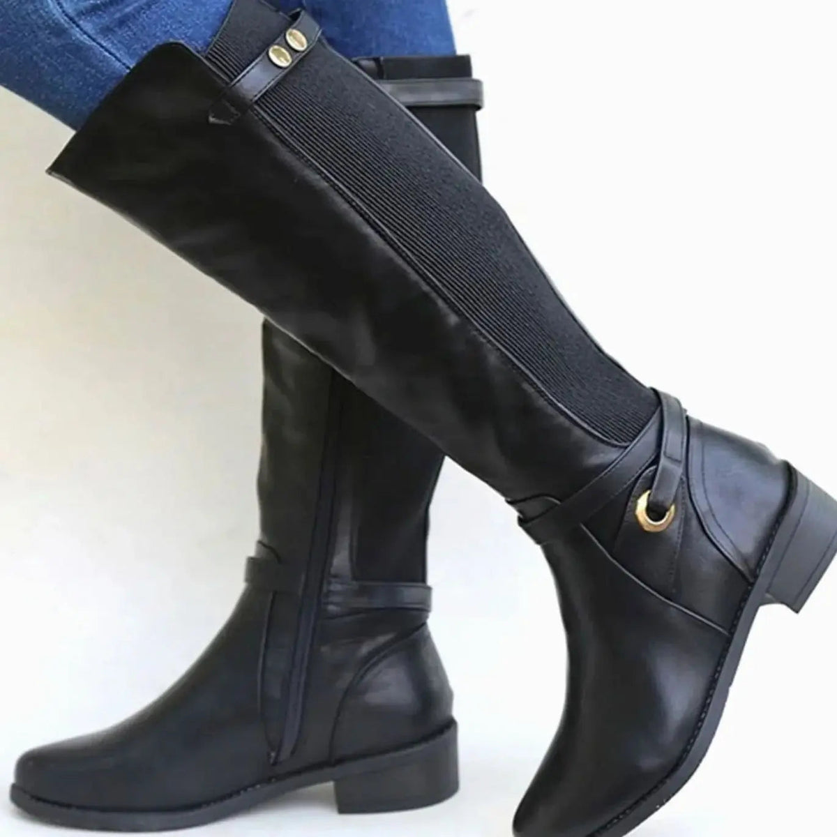 Rosie | Women's Orthopedic Knee-High Leather Boots Elastic Panel