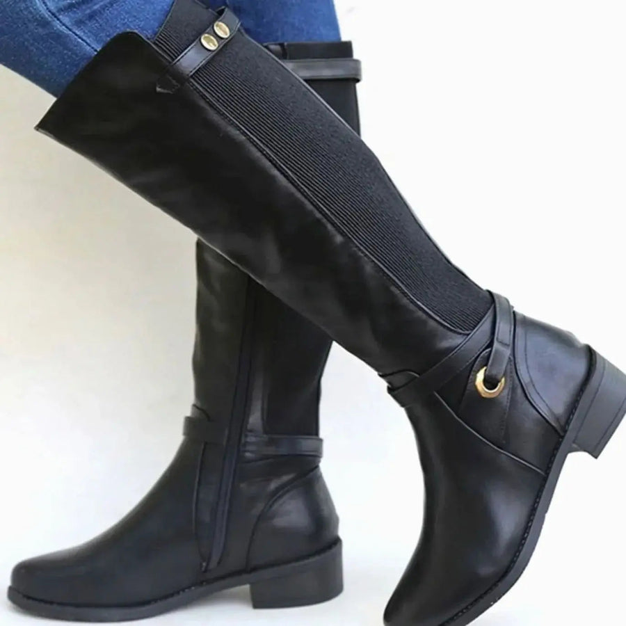 Rosie | Women's Orthopedic Knee-High Leather Boots Elastic Panel