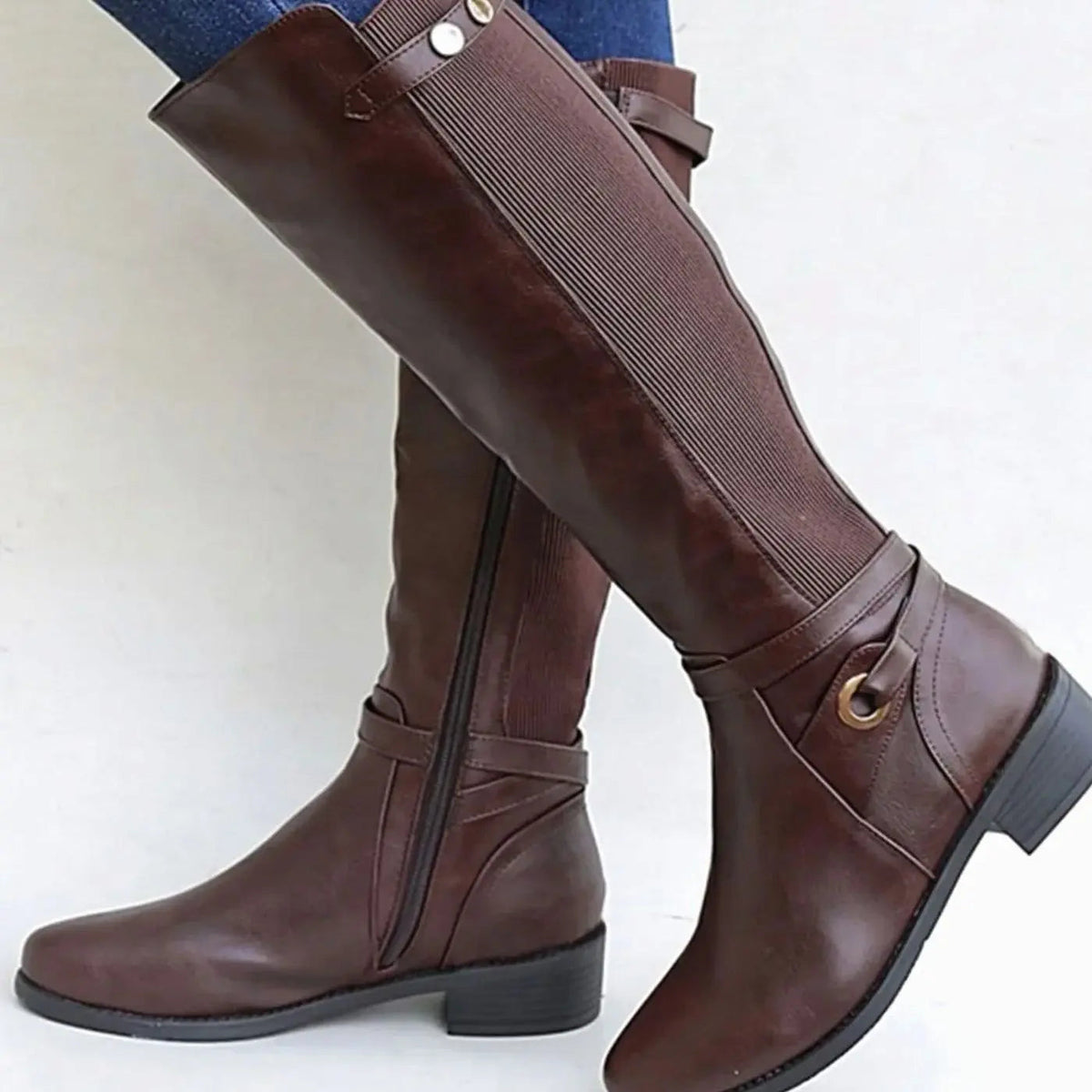 Rosie | Women's Orthopedic Knee-High Leather Boots Elastic Panel