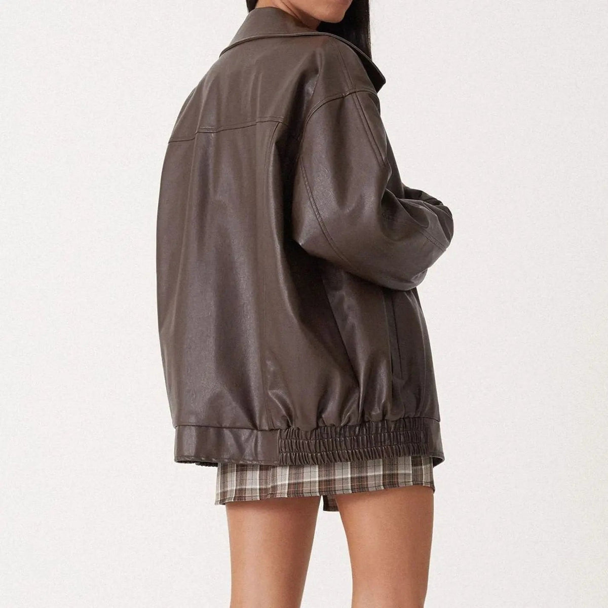 Emily | Women's Oversized Faux Leather Zip-Up Trendy Jacket