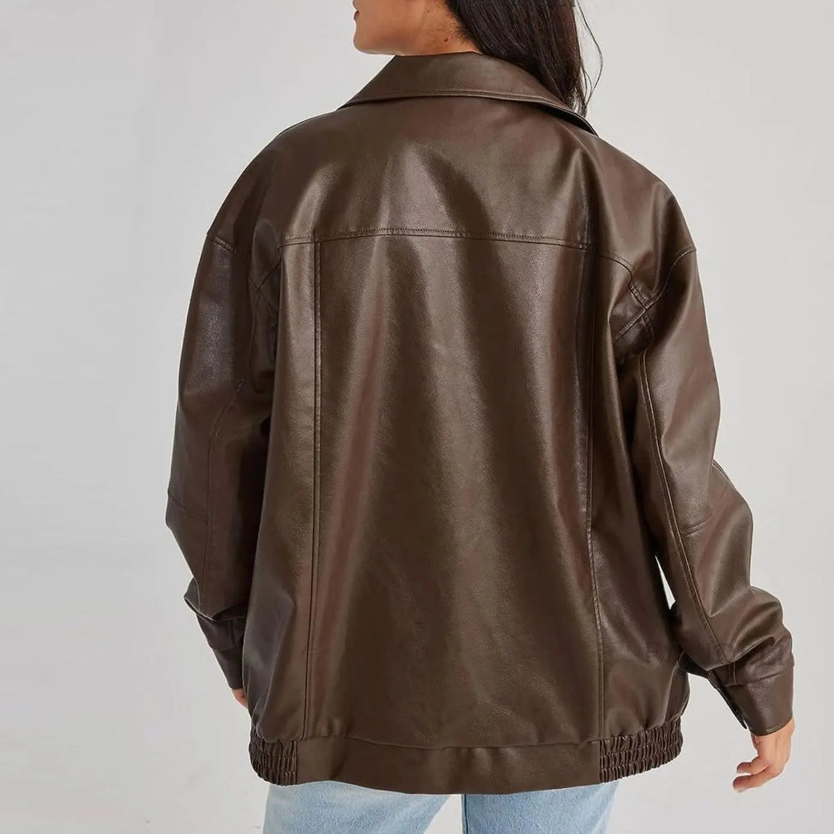 Emily | Women's Oversized Faux Leather Zip-Up Trendy Jacket